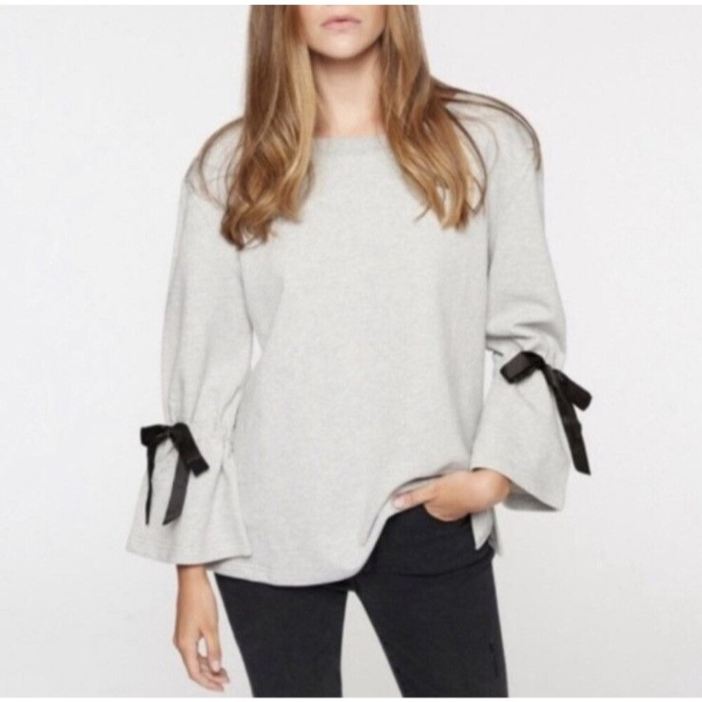 Sanctuary “Tierney” Ribbon Tie Sleeve Lightweight Sweatshirt sz S